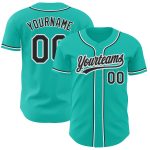 Personalized Aqua Black Gray Baseball Jersey for Men and Women Personalized Aqua Black-Gray Baseball Jersey