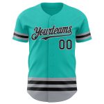 Custom Aqua Black-Gray Line Baseball Jersey for Men and Women - Personalize Your Look Personalized Aqua Black-Gray Line Baseball