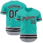 Custom Aqua Black-Gray Line Baseball Jersey for Men and Women - Personalize Your Look Personalized Aqua Black-Gray Line Baseball