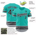 Custom Aqua Black-Gray Line Baseball Jersey for Men and Women - Personalize Your Look Personalized Aqua Black-Gray Line Baseball