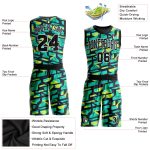 Custom Basketball Jersey with Name and Number - Aqua Black Neon Green Round Neck Sublimation Suit Personalized Aqua Black-Neon