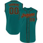 Custom black, orange and aqua sleeveless baseball jersey