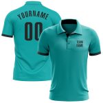 Custom Name Number Aqua Black Performance Golf Polo Shirt - Personalized Team Apparel Personalized Aqua Black Performance