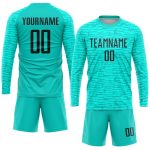 Custom Aqua Black Soccer Jersey - Personalized Sublimation Uniform Personalized Aqua Black Sublimation Soccer Uniform Jersey