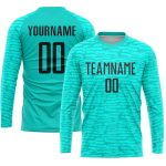 Custom Aqua Black Soccer Jersey - Personalized Sublimation Uniform Personalized Aqua Black Sublimation Soccer Uniform Jersey