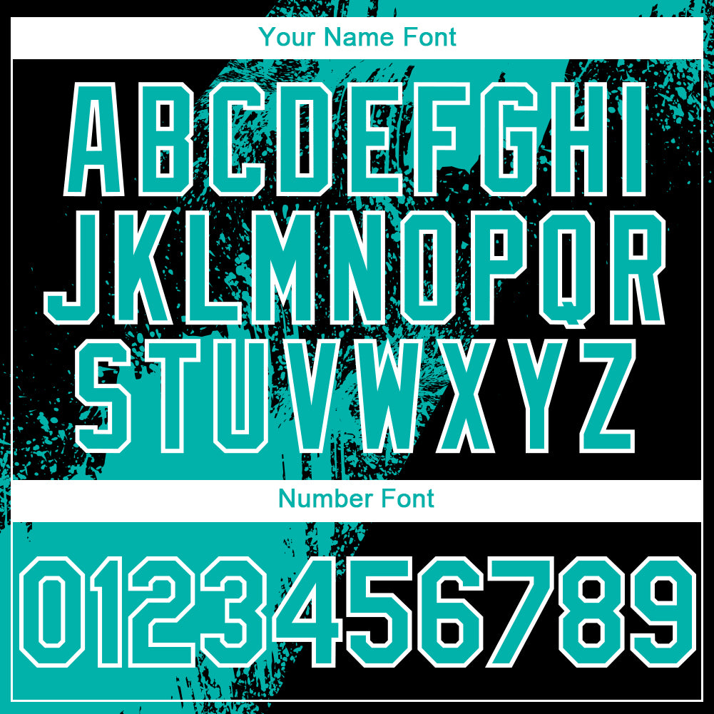 Personalized Unisex Softball Jersey - Aqua Black-White 3D Abstract Brush Stroke, Two-Button Design Personalized Aqua Black-White - Image 5