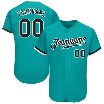 Custom Aqua Black and White Baseball Jersey - Personalized Sports Apparel Personalized Aqua Black-White Baseball Jersey