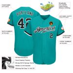 Custom Aqua Black and White Baseball Jersey - Personalized Sports Apparel Personalized Aqua Black-White Baseball Jersey