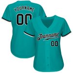 Custom Aqua Black and White Baseball Jersey - Personalized Sports Apparel Personalized Aqua Black-White Baseball Jersey