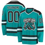 Custom Aqua Black White Hockey Jersey for Personalized Team Gear Personalized Aqua Black-White Hockey Jersey