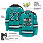 Custom Name Number Aqua Black-White Hockey Jersey Personalized Team Apparel Personalized Aqua Black-White Hockey Jersey Team