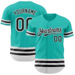 Custom Aqua Black White Line Baseball Jersey for Men and Women Personalized Aqua Black-White Line Baseball Jersey