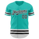 Custom Aqua Black White Line Baseball Jersey for Men and Women Personalized Aqua Black-White Line Baseball Jersey