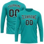 Personalized Aqua Black White Long Sleeve T-Shirt for Performance and Comfort Personalized Aqua Black-White Long Sleeve Performance
