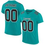 Custom Aqua Black White Mesh Football Jersey - Personalized Team Apparel Personalized Aqua Black-White Mesh Football Jersey