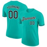 Personalized Aqua Black-White T-Shirt for Men and Women - Performance Wear Personalized Aqua Black-White Performance T-Shirt