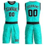 Custom Aqua Black White Basketball Jersey with Sublimation, Personalized Name & Number, Round Neck Suit Personalized Aqua