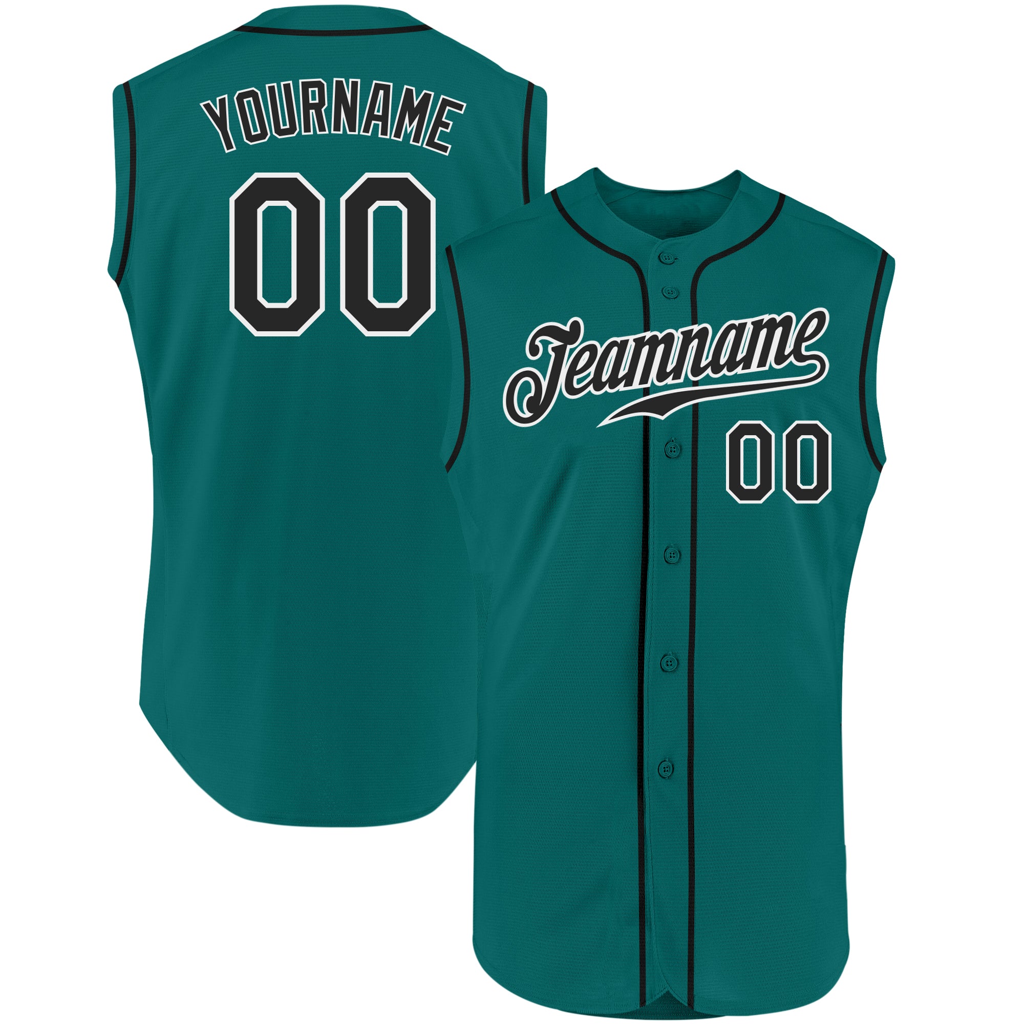 Custom Aqua and Black-White Sleeveless Baseball Jersey for Men and Women Personalized Aqua Black-White Sleeveless Baseball