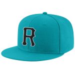 Custom Adjustable Snapback Hat Aqua Black-White Stitched Design Personalized Aqua Black-White Stitched Adjustable Snapback