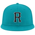 Custom Adjustable Snapback Hat Aqua Black-White Stitched Design Personalized Aqua Black-White Stitched Adjustable Snapback