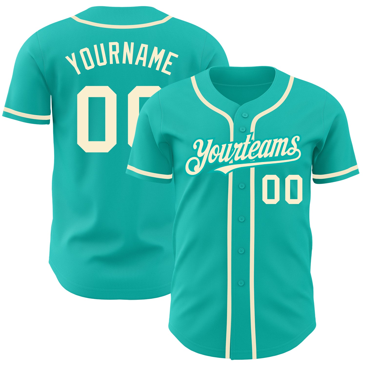 Custom Team Name and Number Aqua Cream Baseball Jersey - Personalized Authentic Jersey Personalized Aqua Cream Authentic