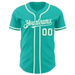 Custom Team Name and Number Aqua Cream Baseball Jersey - Personalized Authentic Jersey Personalized Aqua Cream Authentic
