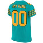 Personalized Aqua Gold Black Mesh Football Jersey for Men and Women Personalized Aqua Gold-Black Mesh Football Jersey 2