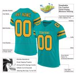 Personalized Aqua Black Gold Mesh Football Jersey - Custom Sports Apparel Personalized Aqua Gold-Black Mesh Football Jersey