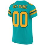 Personalized Aqua Black Gold Mesh Football Jersey - Custom Sports Apparel Personalized Aqua Gold-Black Mesh Football Jersey