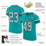 Custom Name and Number Football Jersey - Personalized Aqua Gray Black Mesh Authentic Team Jersey Personalized Aqua Gray-Black