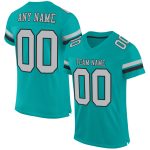 Custom Name and Number Football Jersey - Personalized Aqua Gray Black Mesh Authentic Team Jersey Personalized Aqua Gray-Black