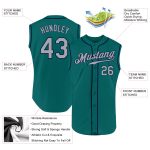 Custom Name and Number Aqua Gray-Navy Baseball Jersey - Personalized Sleeveless Authentic Team Jersey Personalized Aqua Gray-Navy