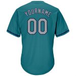 Custom Name and Number Aqua Gray-Navy Authentic Rib-Knit Baseball Jersey Shirt - Personalized Team Apparel Personalized Aqua