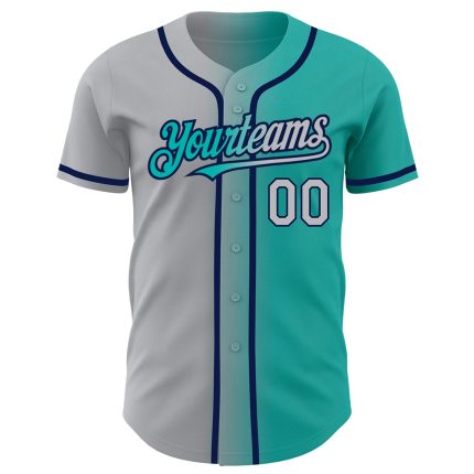 Personalized Aqua Gray Navy Gradient Baseball Jersey for Fashion Enthusiasts Personalized Aqua Gray-Navy Gradient Fashion