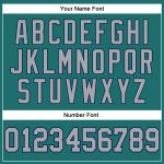 Custom Team Performance T-Shirt with Personalized Name & Number - Aqua Gray-Navy Long Sleeve Personalized Aqua Gray-Navy