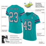 Custom Aqua Gray-Navy Mesh Football Jersey with Personalized Name and Number - Authentic Team Apparel Personalized Aqua Gray-Navy
