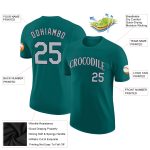 Custom Team Name and Number Performance T-Shirt in Aqua Gray-Navy - Personalized Sports Tee Personalized Aqua Gray-Navy Performance