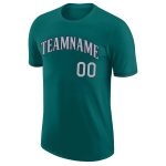 Custom Team Name and Number Performance T-Shirt in Aqua Gray-Navy - Personalized Sports Tee Personalized Aqua Gray-Navy Performance