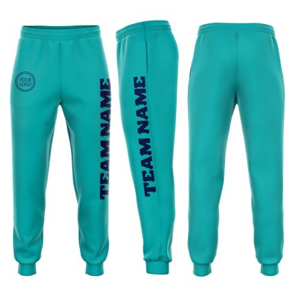 Personalized Aqua Navy Sweatpants for Women, Fleece Jogger Style Personalized Aqua Navy Fleece Jogger Sweatpants 2