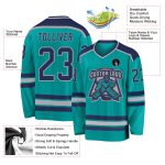 Custom Aqua Navy-Gray Hockey Jersey for Men and Women - Personalized Sports Apparel Personalized Aqua Navy-Gray Hockey Jersey