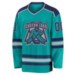Custom Aqua Navy-Gray Hockey Jersey for Men and Women - Personalized Sports Apparel Personalized Aqua Navy-Gray Hockey Jersey