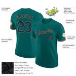 Personalized Aqua Navy Old Gold Performance Shirt for Men and Women Personalized Aqua Navy-Old Gold Performance T-Shirt