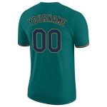 Custom Name and Number Performance T-Shirt in Aqua Navy-Old Gold for Team Sports Personalized Aqua Navy-Old Gold Performance