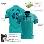 Personalized Aqua Navy Performance Golf Polo - Custom Moisture-Wicking Shirt Personalized Aqua Navy Performance Golf Polo