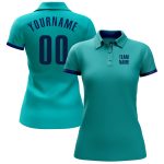 Personalized Aqua Navy Performance Golf Polo - Custom Moisture-Wicking Shirt Personalized Aqua Navy Performance Golf Polo