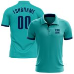 Personalized Aqua Navy Performance Golf Polo - Custom Moisture-Wicking Shirt Personalized Aqua Navy Performance Golf Polo