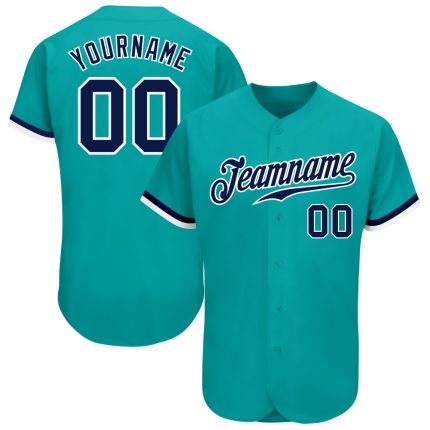 Custom Aqua Navy-White Baseball Jersey with Personalized Name and Number Personalized Aqua Navy-White Baseball Jersey