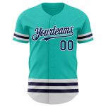 Personalized Aqua Navy White Line Baseball Jersey for Men and Women Personalized Aqua Navy-White Line Baseball Jersey