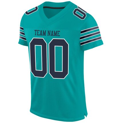 Personalized Aqua Navy White Authentic Football Jersey for Men and Women Personalized Aqua Navy-White Mesh Authentic Football