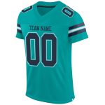 Custom Name and Number Aqua Navy-White Mesh Football Jersey - Personalized Authentic Team Jersey Personalized Aqua Navy-White